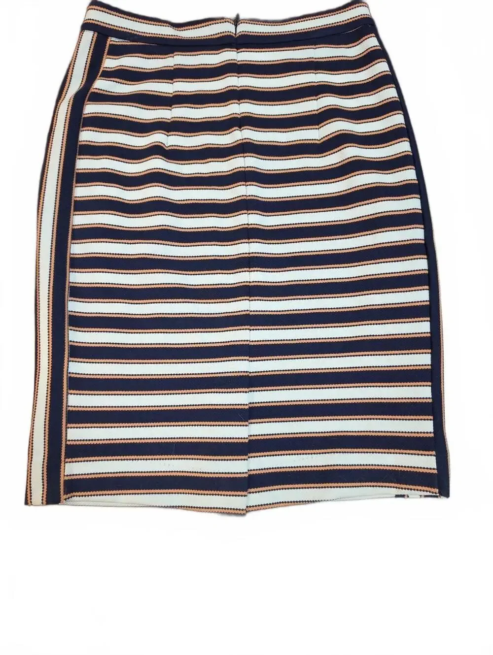 Banana Republic Navy And Light Orange Striped Stretchy Lined Skirt 0P